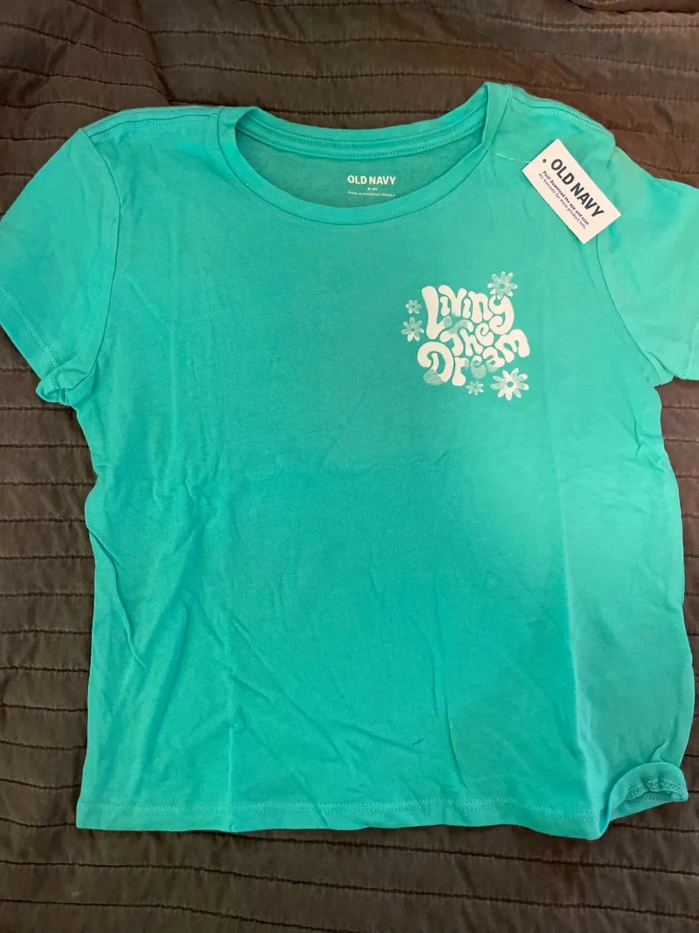 Old Navy Teal Graphic Girls Short Sleeve Tee